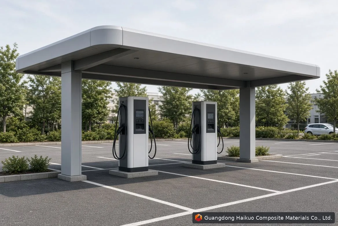 Marquesina de punto de recarga de vehículos eléctricos de PRFV