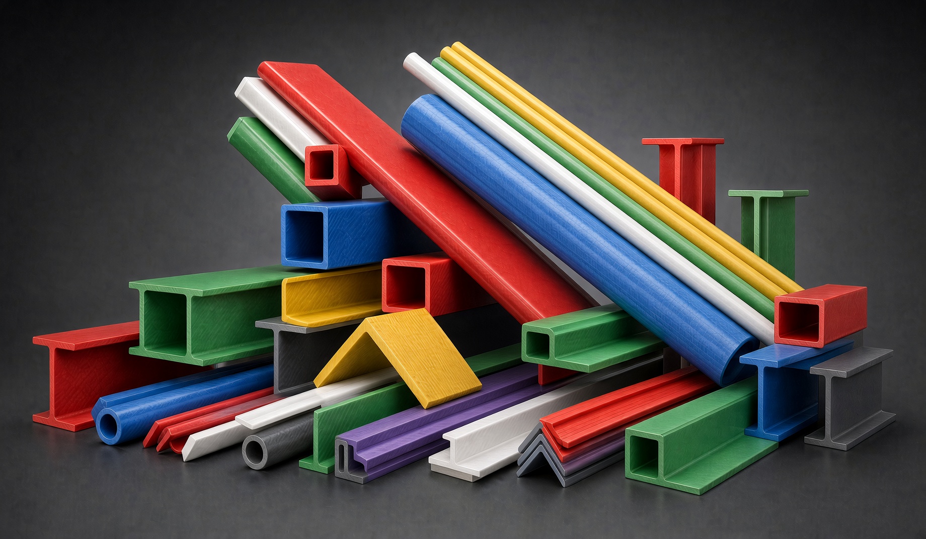 Pultruded FRP profiles in a range of shapes and colors